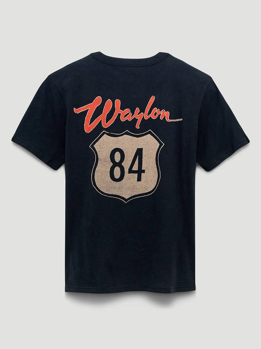 Waylon Jennings 84 Dual Graphic T-Shirt in Washed Black