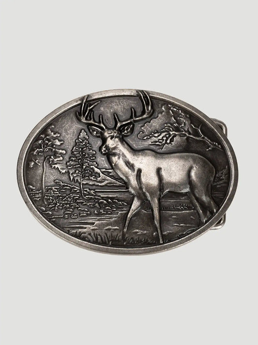 Mens Wilderness Deer Belt Buckle:Silver:One Size