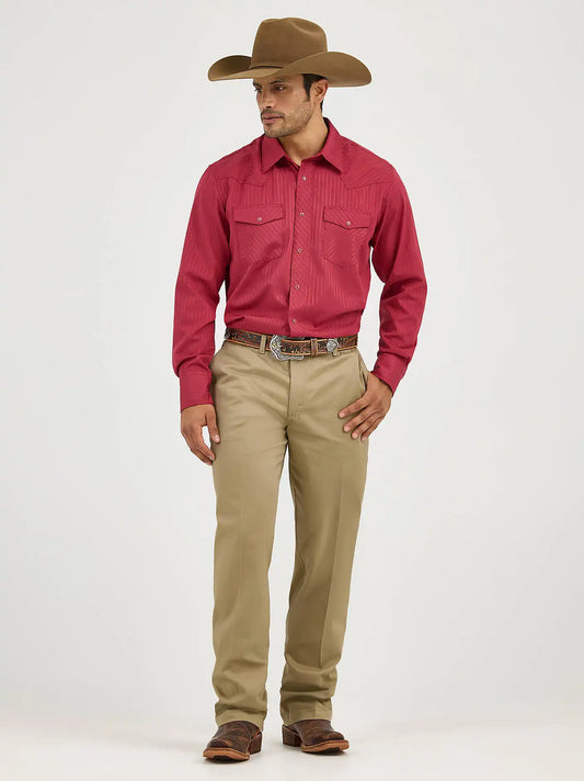 Men's Wrangler Casuals® Flat Front Relaxed Fit Pants in Khaki