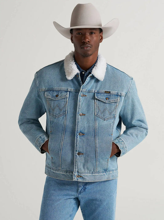 Wrangler® Western Sherpa Lined Denim Jacket in AW Wash