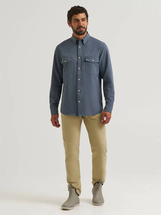 Wrangler All Terrain Gear Men's Techno Knit 5 Pocket Pant in Twill Khaki