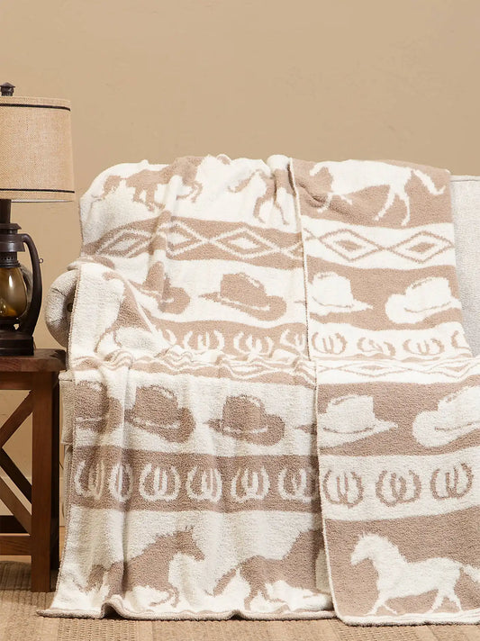 Wrangler Stretchy Throw Blanket:Tan Rodeo:One Size