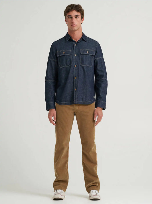 Men's Denim Relaxed Fit Overshirt in Rinse Wash