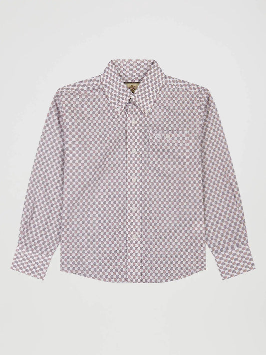 Boy's Classic Button-Down Print Shirt in Red Geo