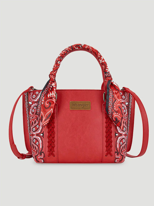Bandana Print Wide Mini Tote:Red:One Size: