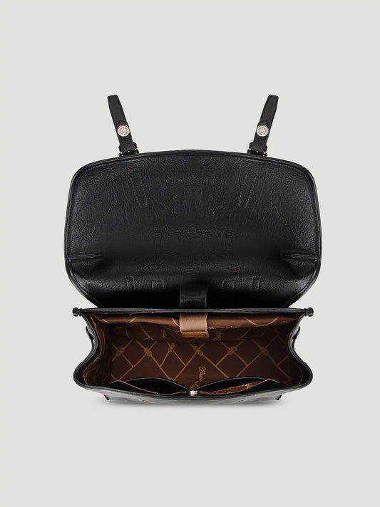 Faux Leather Convertible Satchel Backpack:Black:One Size: