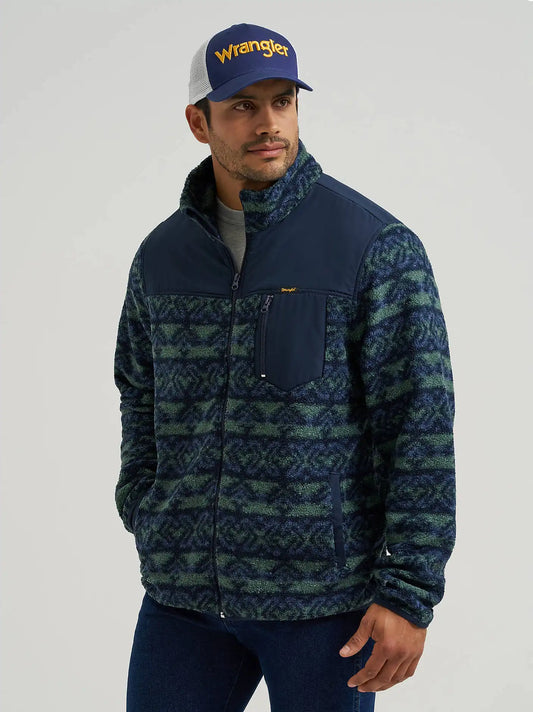 Men's Hay Away Sherpa Zip Front Ripstop Yoke Jacket in Dark Forest