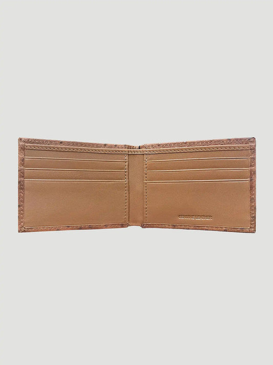 Embossed Ostrich Leather Bifold Wallet:Tan:One Size