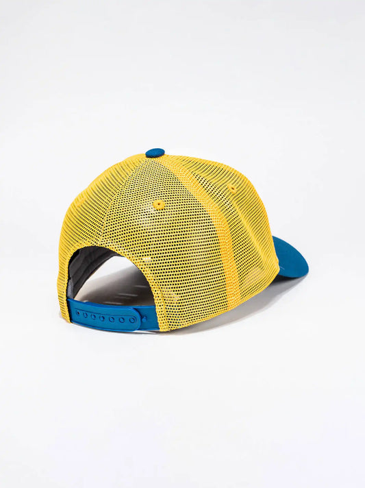 Upside Down Logo Mesh Baseball Cap:White/Blue:One Size