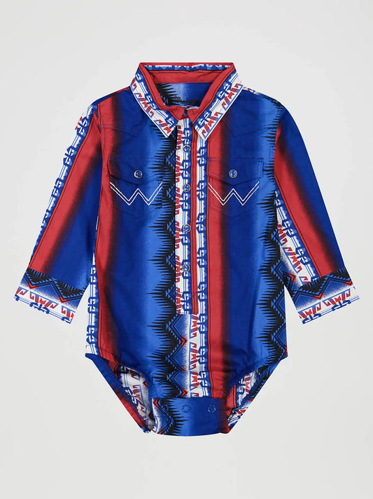 Baby Boy's Long Sleeve Checotah Western Snap Bodysuit in Old Glory