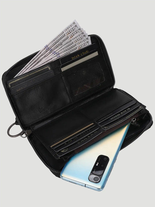 Cow Print Billfold Wallet:Black:One Size