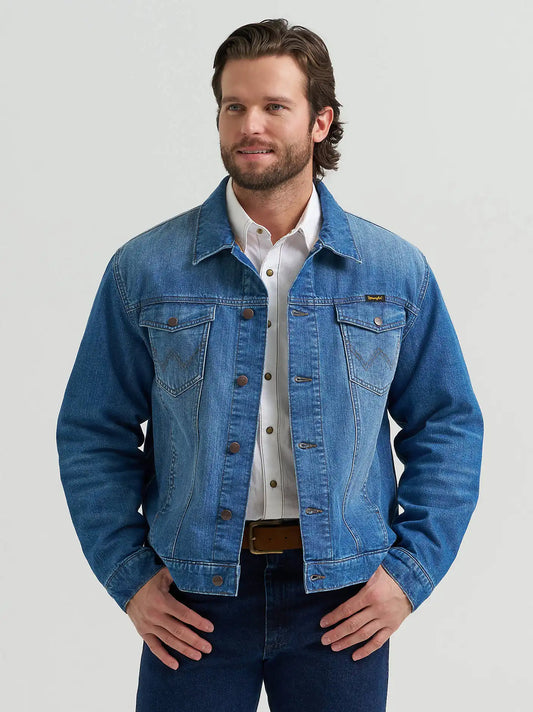 Cowboy Cut Flannel Lined Denim Jacket in Blue Indigo