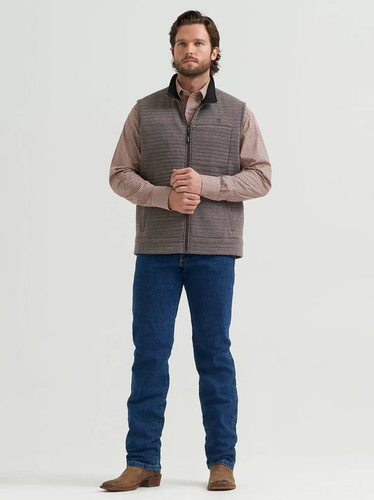 Men's George Strait Zip Front Solid Knit Vest in Camel