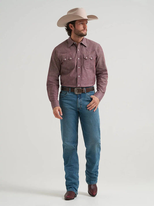 Men's Cody Johnson Two Pocket Western Snap Shirt in Maroon