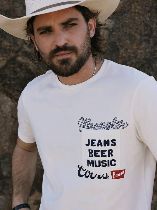 Wrangler x Coors Pocket T-Shirt in Marshmallow