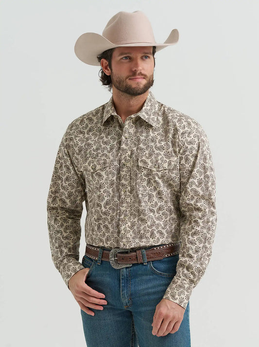 Men's 20X® Competition Advanced Comfort Long Sleeve Two Pocket Western Snap Shirt in Saddle Paisley