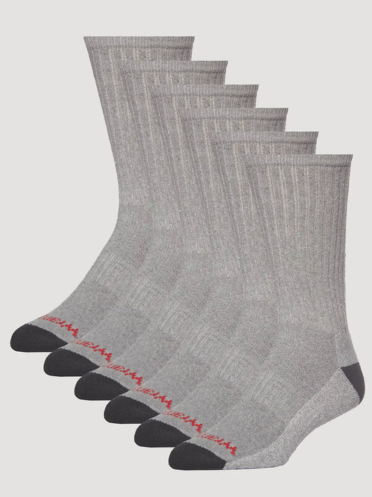 Mens Ultra Dry Crew Sock 6-Pack:Grey:One Size: