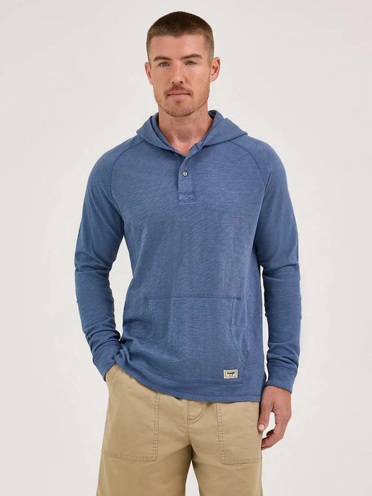 Mens Lightweight Hooded Pullover:Vintage Indigo:S
