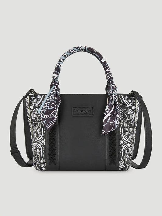 Bandana Print Wide Mini Tote:Black:One Size: