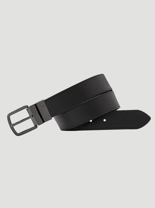 Men's Reversible Stitch Pattern Western Belt in Brown/Black