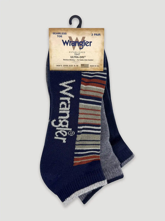 Mens Multi Stripe Low Cut Socks 3 Pack:Navy:One Size