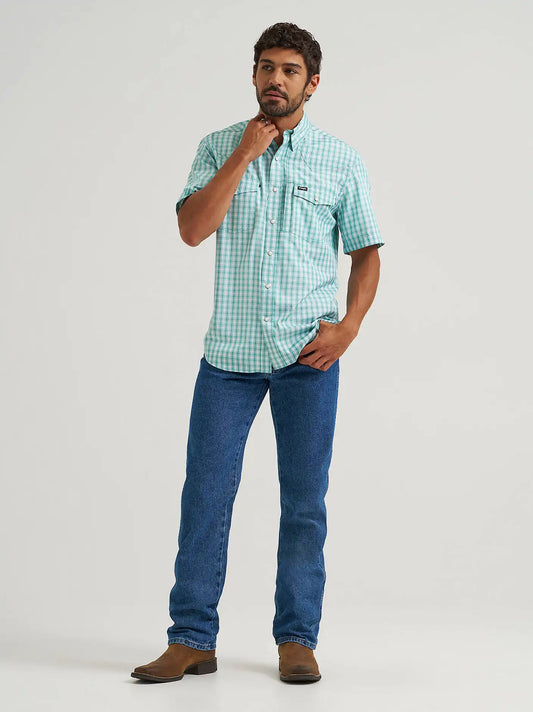 Wrangler All Terrain Gear Men's Plaid Performance Shirt in Latigo Bay Plaid