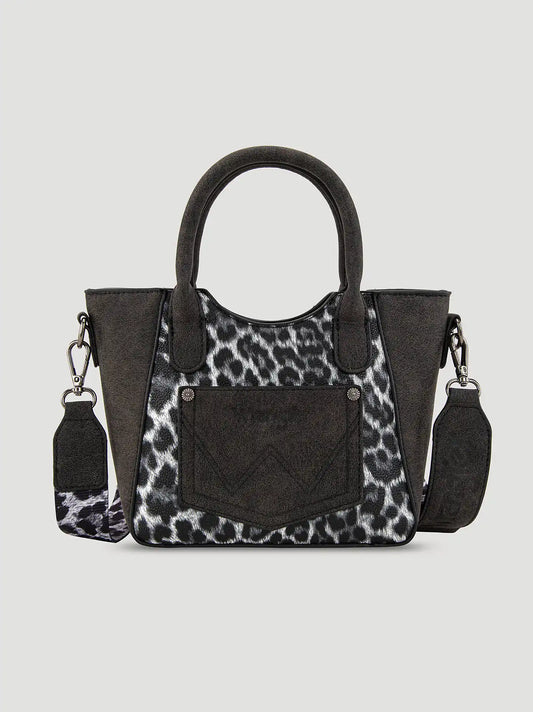 Animal Print Leather Trim Tote:Black:One Size