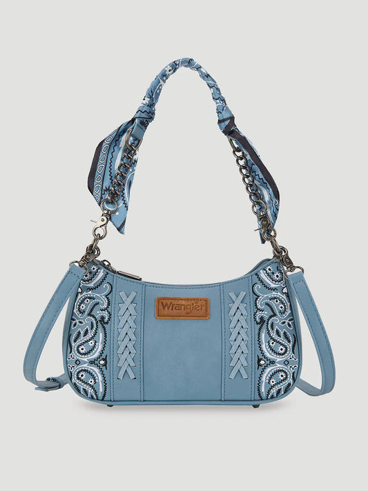 Bandana Print Shoulder Bag:Blue:One Size: