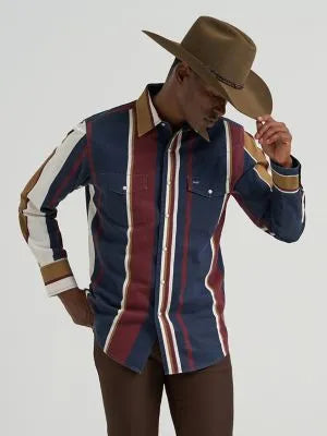Vintage-Inspired Brushpopper Western Snap Workshirt in Midnight Oak