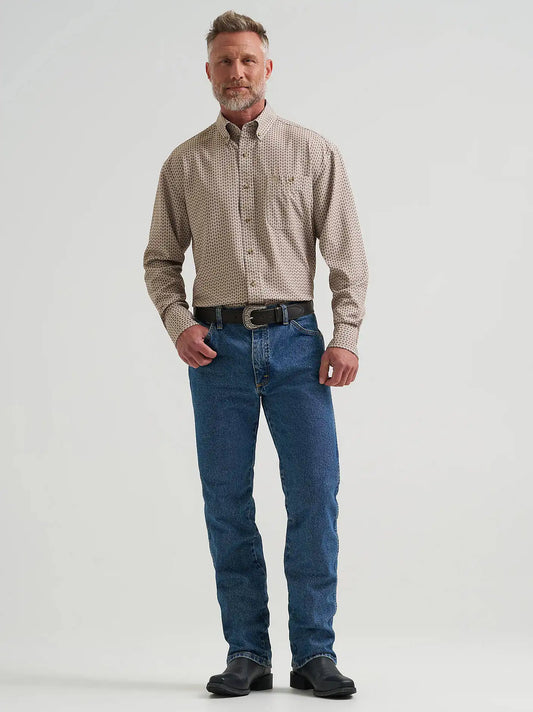 Wrangler® George Strait™ Performance Button Down Shirt in Brown Arrows