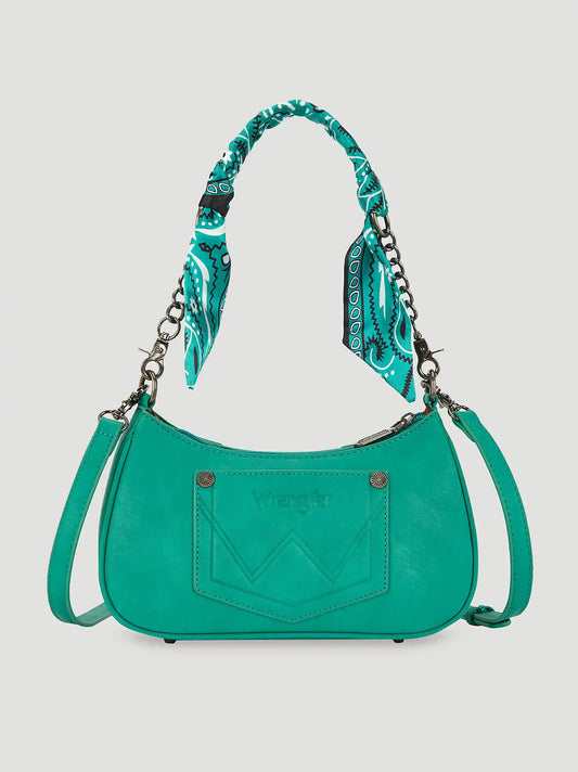 Bandana Print Shoulder Bag:Turquoise:One Size: