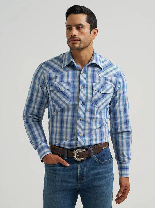 Men's 20X® Competition Advanced Comfort Long Sleeve Two Pocket Western Snap Shirt in Pigment Plaid