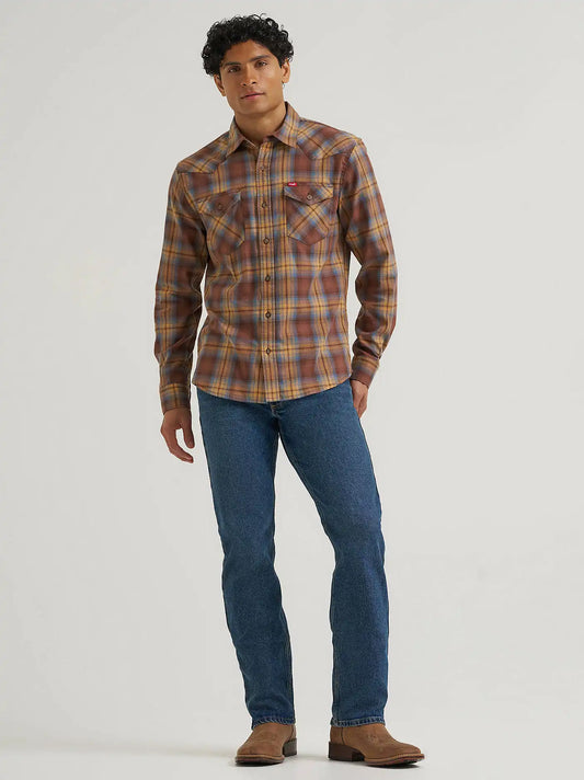 Men's Slim Fit Plaid Shirt in Chestnut Blue