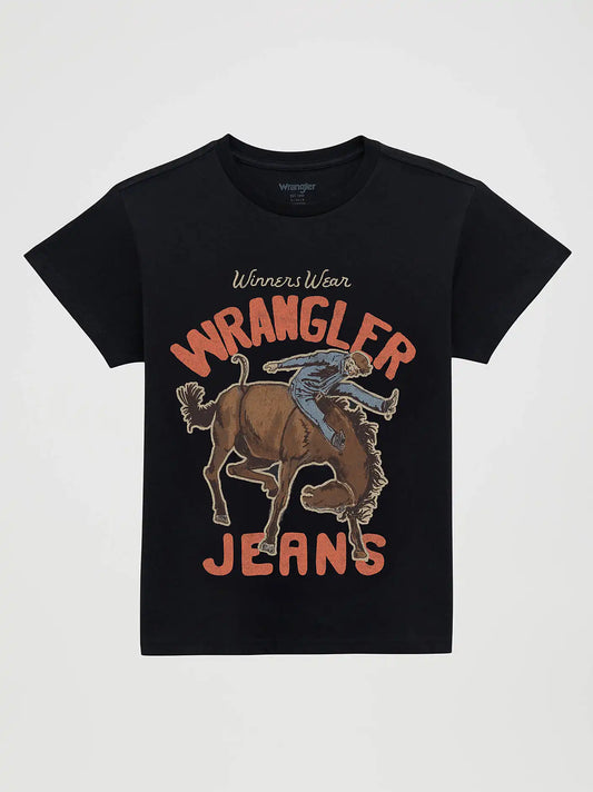 Throwback Cowgirl Retro Reg Fit Graphic Tee in Black