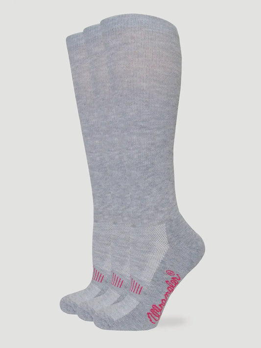 Womens Boot Socks 3-Pack:Grey:M