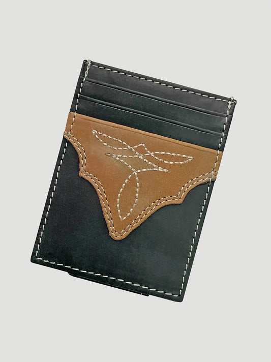 Boot Stitch Magnetic Money Clip:Black/Tan:One Size