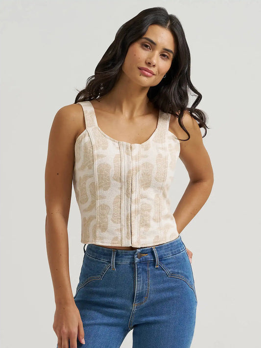 Women's Jacquard Corset Top in Beige