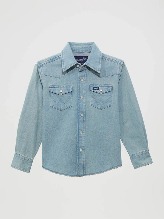 Kid's Cowboy Cut® Western Snap Shirt in Denim
