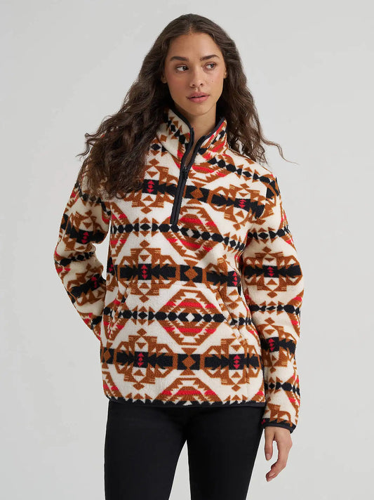 Women's Wrangler High Plains Sherpa Zip Pullover in Bone Mesa