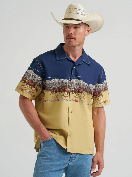 Wrangler x Coors Resort Shirt in Scenic Print