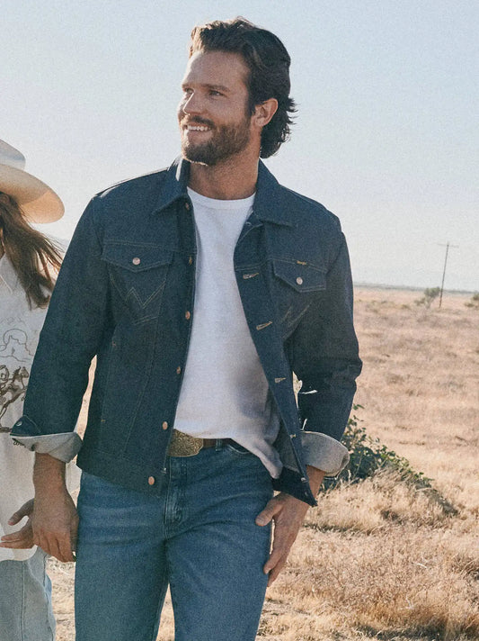 Wrangler® Cowboy Cut® Selvedge Unlined Denim Jacket in Raw Indigo (Rigid)