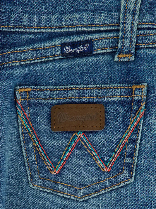 Little Girl's W Stitched Bootcut Jean in Denim