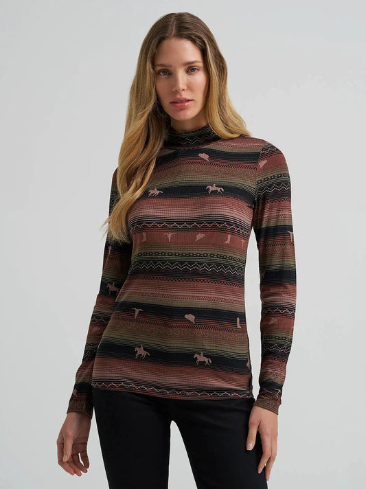 Women’s Wrangler Rambling Ridge Mock Neck Top in Brown