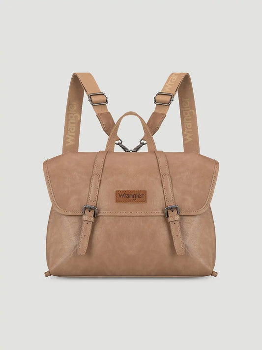 Faux Leather Convertible Satchel Backpack:Khaki:One Size: