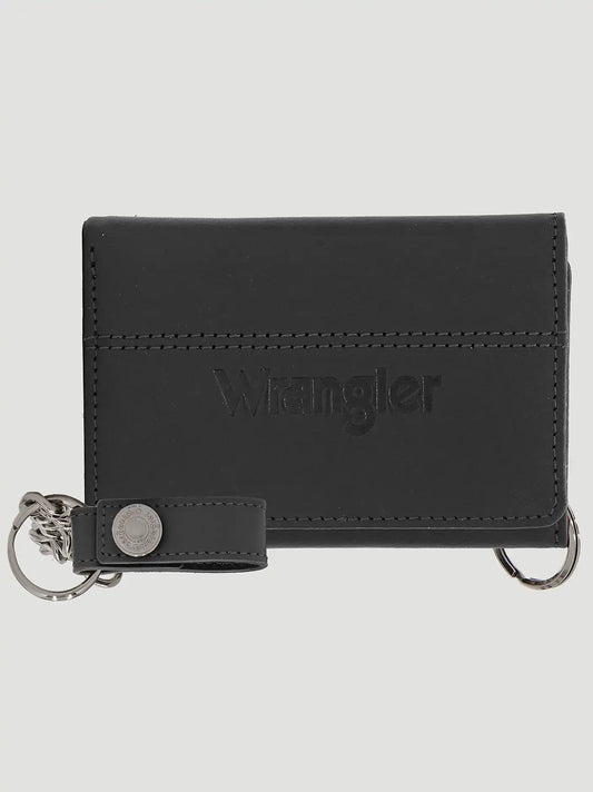 Mens Embossed Wrangler Chain Wallet:Black:One Size