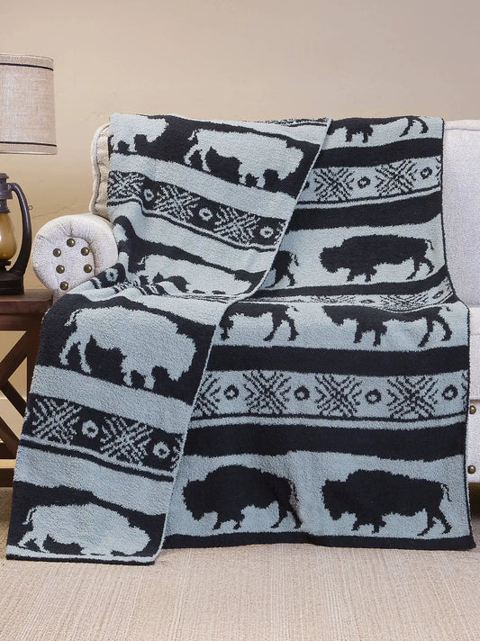 Wrangler Stretchy Throw Blanket:Navy:One Size