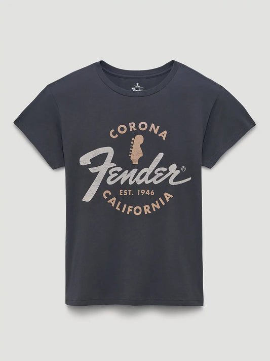 Fender Corona Retro Reg Graphic Tee in Asphalt
