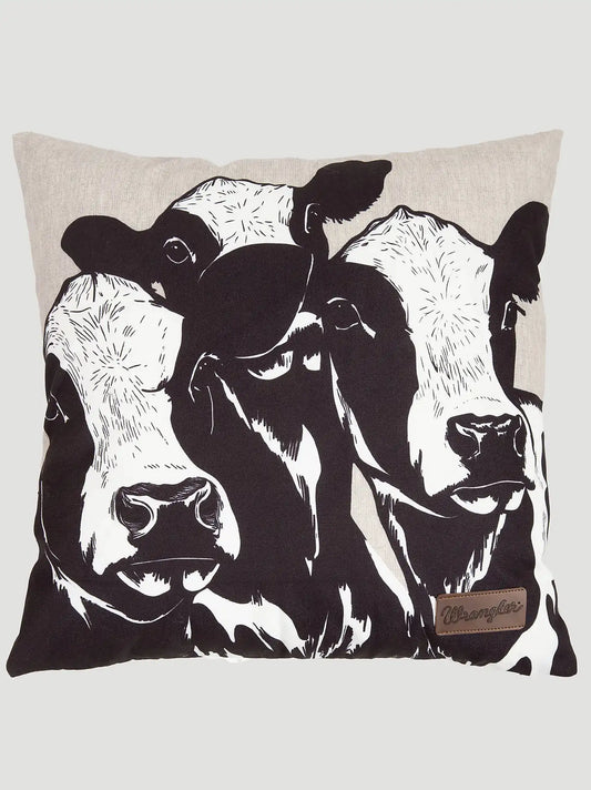 Wrangler Cow Outdoor Throw Pillow:Cow:One Size