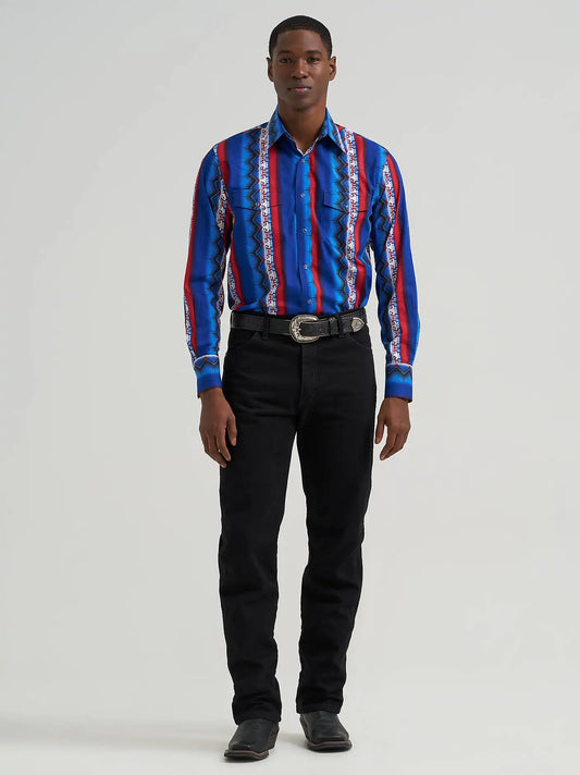 Men's Checotah® Long Sleeve Western Snap Printed Shirt in Old Glory