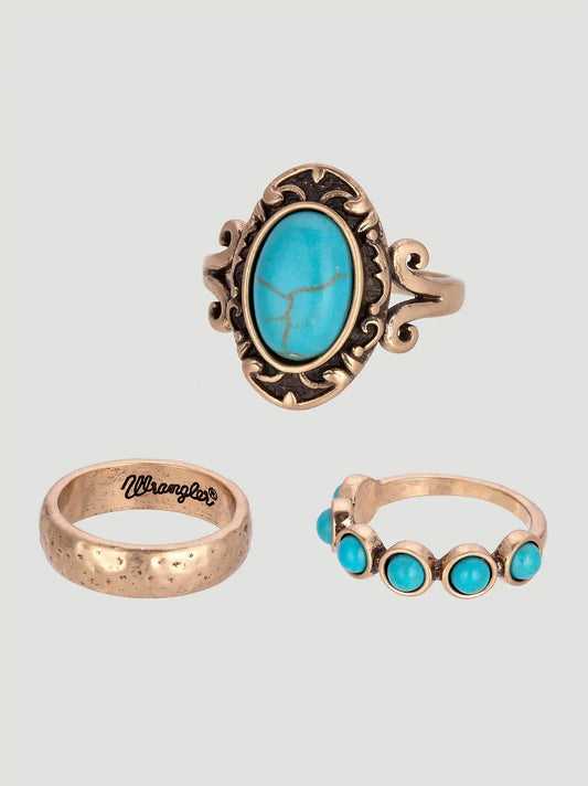 Turquoise Stackable Ring Set 3 Pack:Gold:One Size: